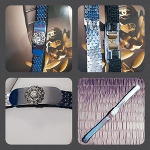 BOHO VINTAGE GLAMOUR SILVER FISH SCALES METAL STRE